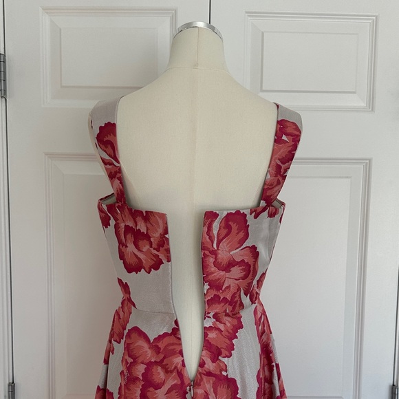 Betsy Johnson Pink Silver Floral Jacquard A-Line Wedding Guest Dress Size 2 - Picture 8 of 13